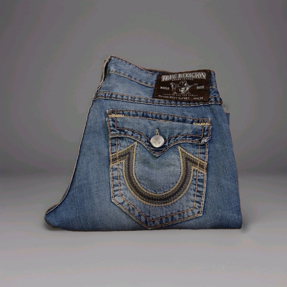 Vintage True Religion Ricky Super T Jeans Men's Size 38 x 34 Made in USA Thick